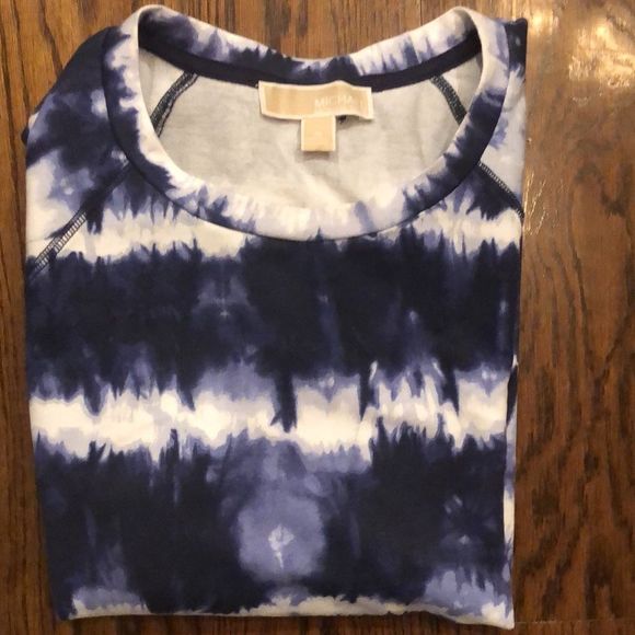 MICHAEL KORS Women’s Navy White Tie Dye Pullover Long Sleeve Crewneck Top Sz MD - Picture 13 of 14